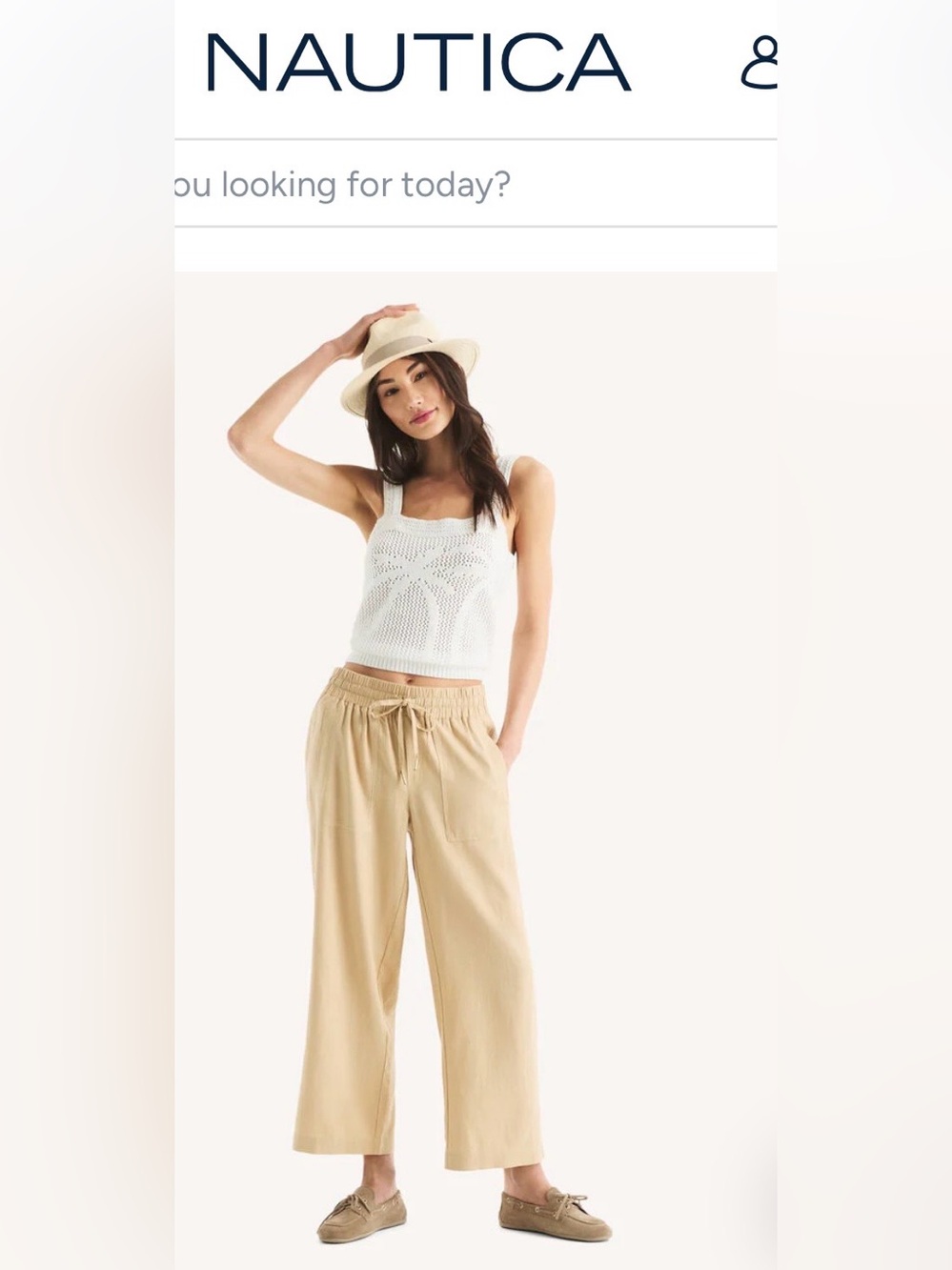 Nautica Tan Wide-Leg Drawstring Pants size M